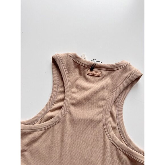 APRES ACTIF Beige Champagne Essential Ribbed Cropped Racerback Tank, Size S - Picture 6 of 10